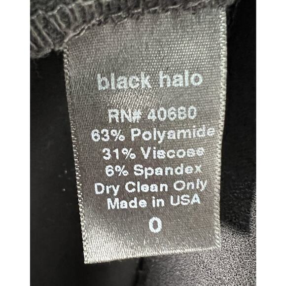 BLACK HALO Eva Ruffle Plunge Midi Dress Sheath Black Size 0 Party Cocktail LBD - Picture 9 of 9